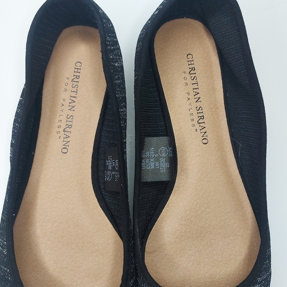 Christian Siranio Black & Silver Point Toe Flats - Picture 9 of 10